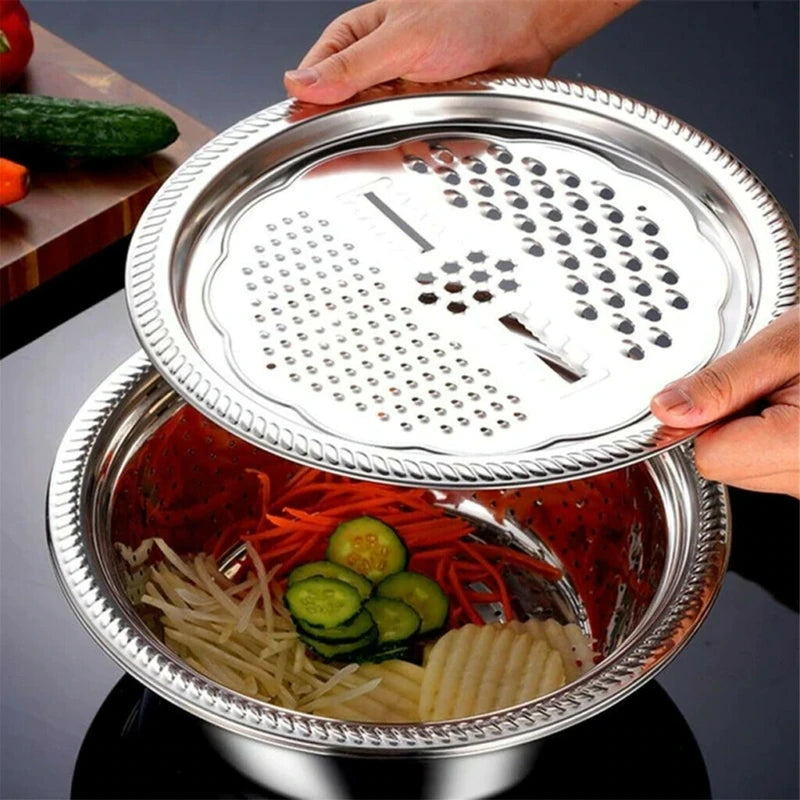 Multifunctional Stainless Steel Kitchen Grater With Basin Set