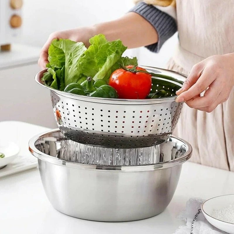 Multifunctional Stainless Steel Kitchen Grater With Basin Set