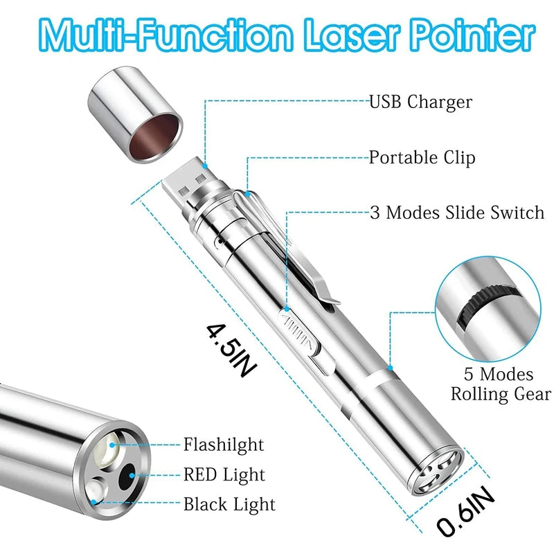 USB Rechargeable 3-in-1 Laser Pointer Pen