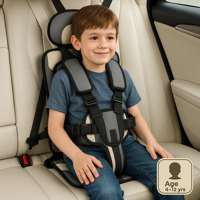 Portable Child Travel Seat with Five-Point Harness and Foldable Design