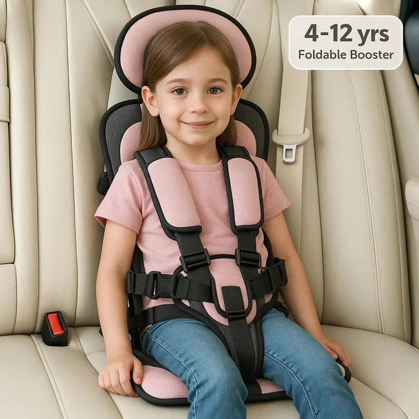 Portable Child Travel Seat with Five-Point Harness and Foldable Design