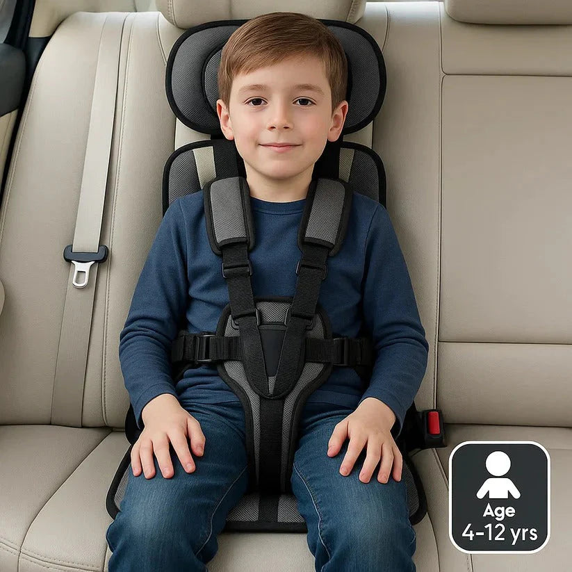 Portable Child Travel Seat with Five-Point Harness and Foldable Design