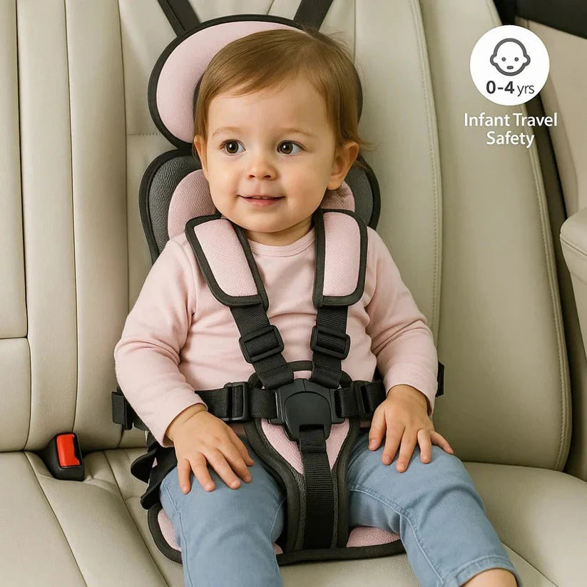 Portable Child Travel Seat with Five-Point Harness and Foldable Design