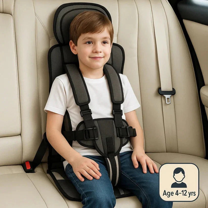 Portable Child Travel Seat with Five-Point Harness and Foldable Design