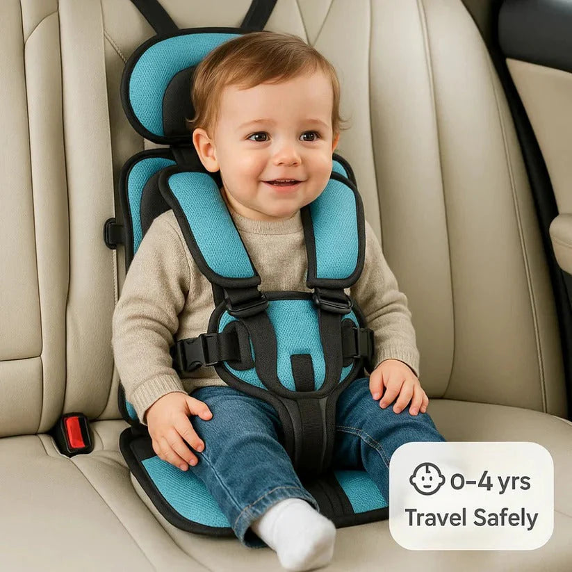 Portable Child Travel Seat with Five-Point Harness and Foldable Design
